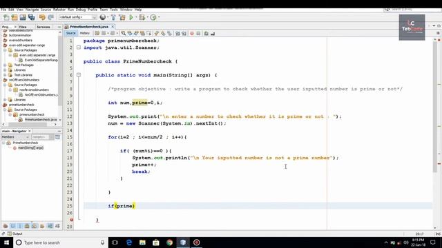 Java Program to Check for Prime Numbers | Java Tutorials | tebcode смотреть онлайн