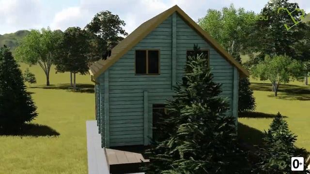 Бирюза B-296. Проект деревянного мансардного дома с тремя спальнями. смотреть онлайн