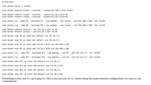 Docker: subnet clients can't ping other subnet смотреть онлайн