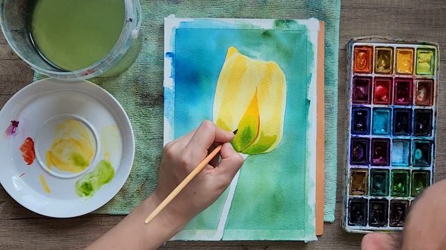 Tulip Painting in Watercolor Demo|How to Paint Tulip| Как нарисовать Тюльпан акварелью смотреть онлайн
