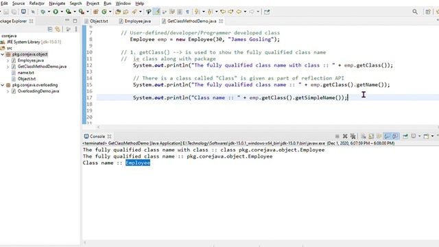 Java Object class - methods - 1. getClass() смотреть онлайн