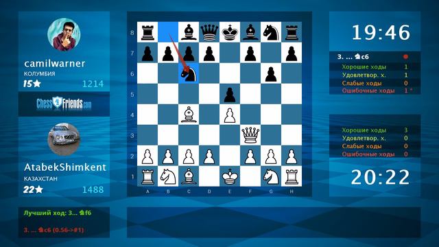 Chess Game Analysis: AtabekShimkent - camilwarner : 1-0 (By ChessFriends.com) смотреть онлайн