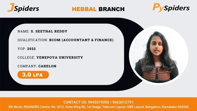 Finally placed in IT Company | Jspiders | Hebbal | S SEETHAL REDDY смотреть онлайн