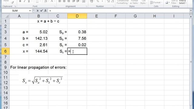 Linear propagation of errors in Excel смотреть онлайн