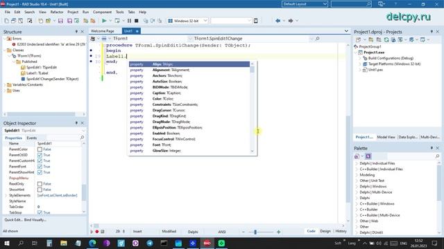 SpinEdit Delphi. Embarcadero.