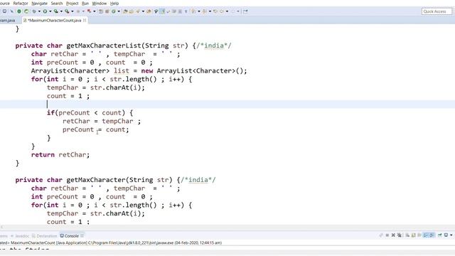 Java to find maximum appearing character in the given String смотреть онлайн