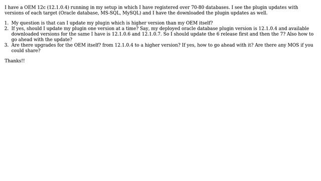 Question on Oracle OEM version and plugin version upgrade смотреть онлайн