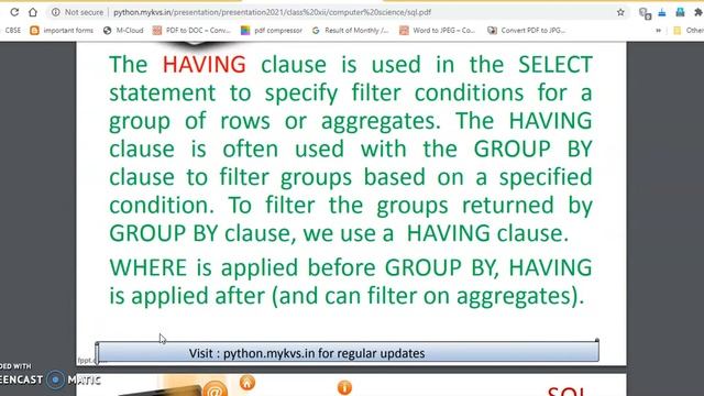 SQL having clause XII CS смотреть онлайн