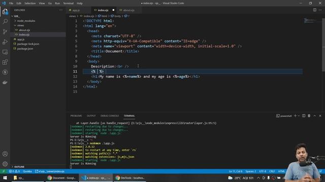 Nodejs - Express Embedded JavaScript EJS | Complete Nodejs Tutorial #part24 смотреть онлайн