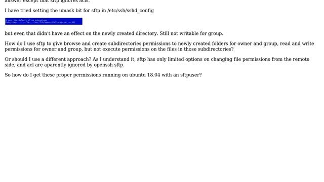 Setting correct default permissions on directories and files created by sftp user in same group смотреть онлайн