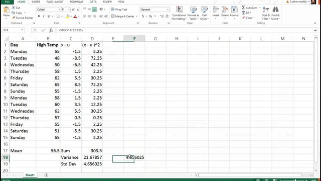 Standard Deviation and Variance in Excel смотреть онлайн
