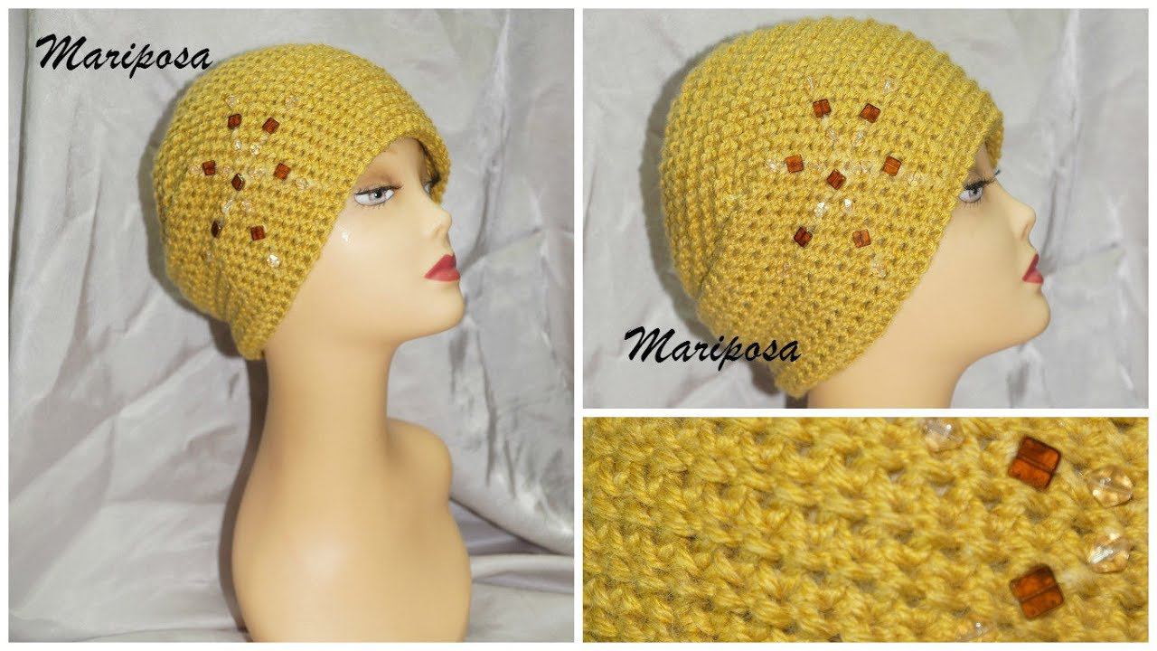 шапочка бини крючком сцепленными столбиками. Cap Crochet Unisex. ( шапочка #1)