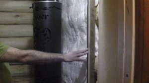 Монтаж банной печи в срубе.