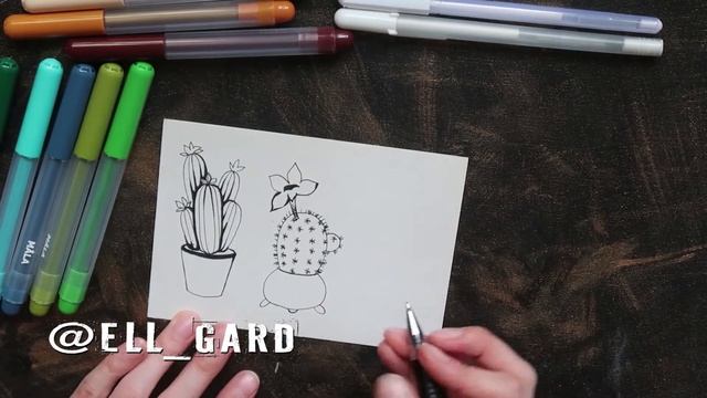 фломастеры Икея МОЛА тест на картоне || скетч кактусы|| как нарисовать кактус? смотреть онлайн
