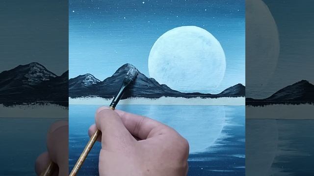 Red Tree | Black & White Painting | Full Moon Acrylic Painting for Beginners смотреть онлайн