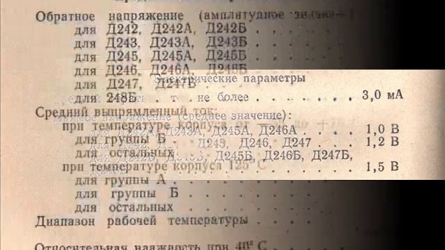 Справочные данные диодов Д242 (А-Б), 243(А-Б),245(А-Б), 246(А-Б),Д 247(Б), Д248Б смотреть онлайн