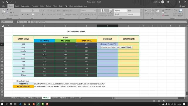 Modul 3 Excel - Fungsi If смотреть онлайн