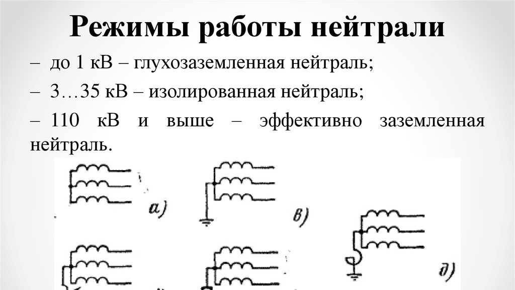 Режимы работы нейтралей элементов электрических сетей смотреть онлайн