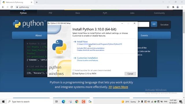 Download and install Python 3.10.0 on Windows 10 смотреть онлайн