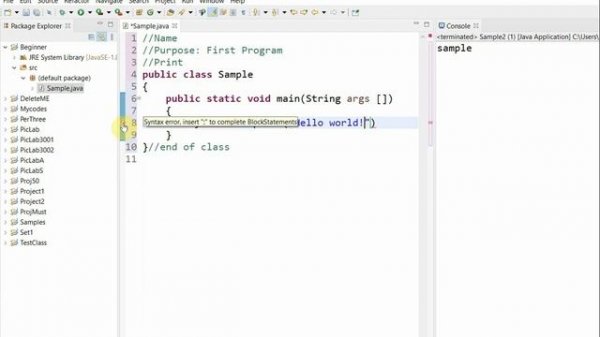 Java Using Print Println Hello World