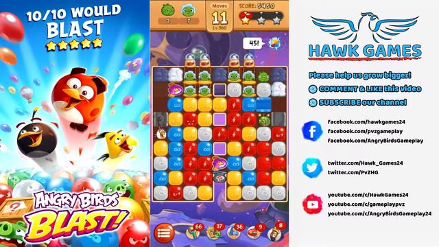 Angry Birds Blast Level 360 Hard - 3 Stars Walkthrough, No Boosters смотреть онлайн
