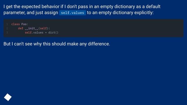 Python: Dictionary as instance variable смотреть онлайн