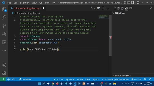 How to Print Colored Text with Python using Colorama || Python Tutorial in Hindi смотреть онлайн