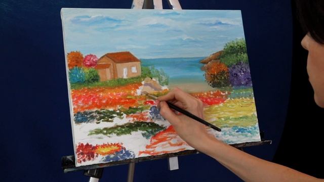 Picture House by the Sea. How to paint an oil painting on canvas. Provençal oil paintings смотреть онлайн