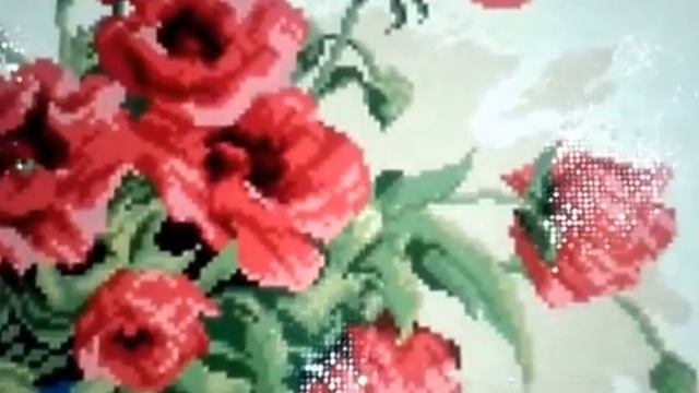 Алмазная вышивка "Красные маки" смотреть онлайн