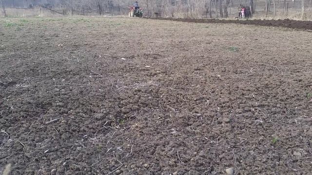 Минитрактор пахота,вспашка огорода плугом( плуг китай). смотреть онлайн