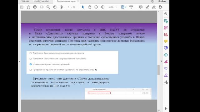 Памятка по работе в ЕАСУЗ. Согласование существенных условий.