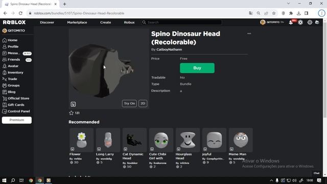 Roblox Bundle Spino Dinosaur Head (Recolorable) UGC FREE смотреть онлайн