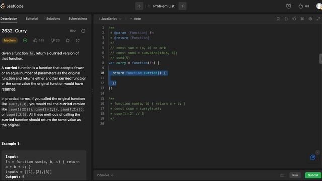 Day 10. LeetCode 2632. Curry. Daily JS challenge смотреть онлайн