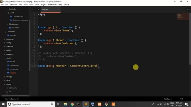 Learn Laravel 5.7 from scratch | Laravel tutorial 7 (Controller) смотреть онлайн