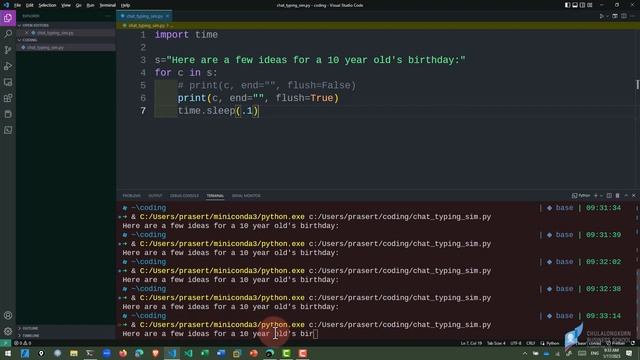 เลียนแบบการแสดงผล chatGPT ด้วย Python смотреть онлайн