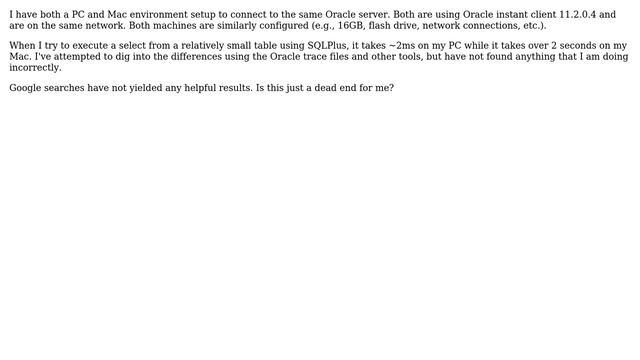 Why is oracle instant client so slow on OSX? смотреть онлайн