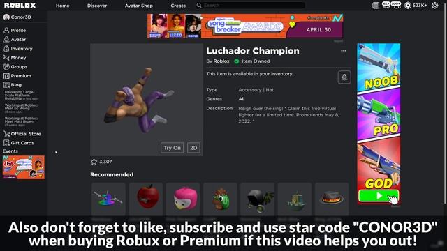 [FREE ITEM] How to get the LUCHADOR CHAMPION | Roblox смотреть онлайн