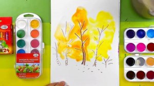 Простая ОСЕНЬ рисуем акварелью для детей