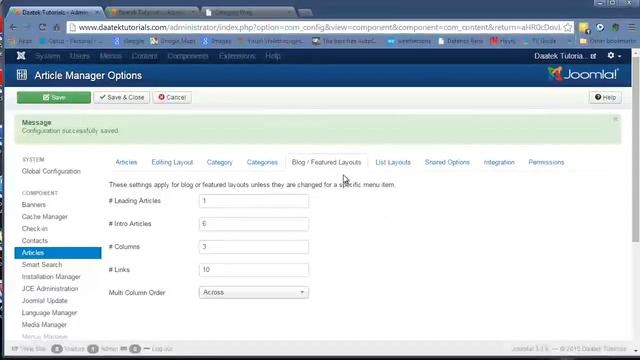Joomla 3 Tutorials: Article Manager Options, Blog and Featured Layout смотреть онлайн