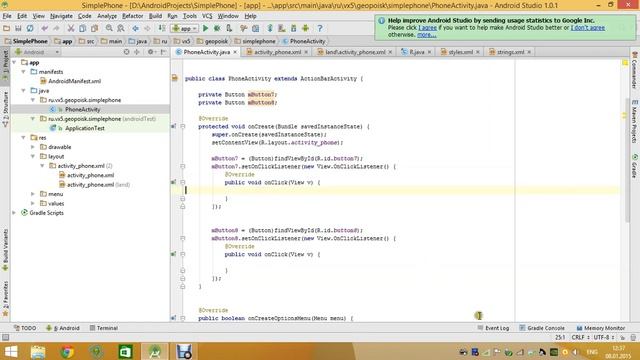 Android Studio - Создаем обработчики для кнопок - часть1 смотреть онлайн