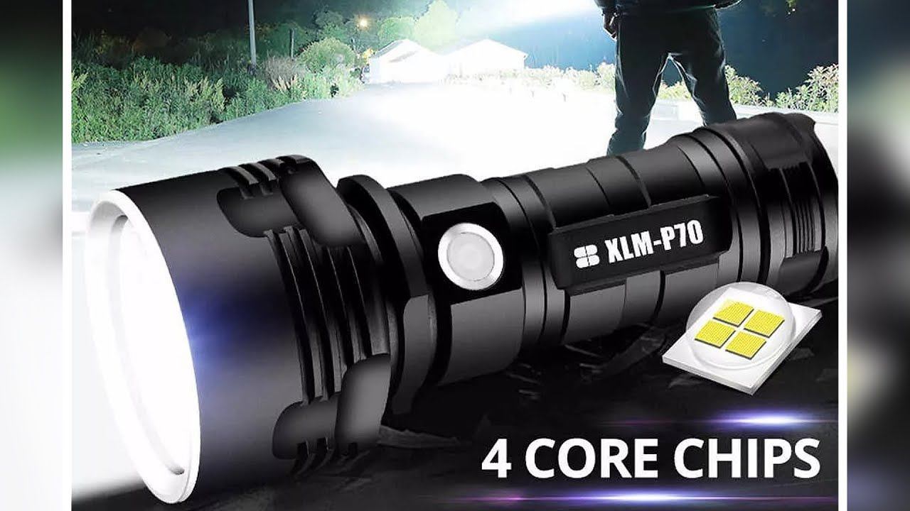 Супер мощный светодиодный фонарик XLM-P70 смотреть онлайн