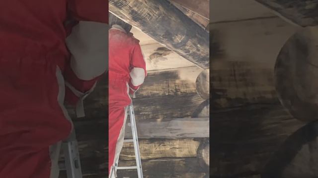 Пескоструйная обработка бруса из осины смотреть онлайн