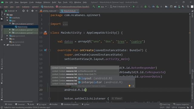 Intro a Android + Kotlin 018 - Spinner смотреть онлайн
