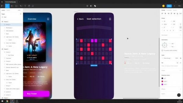 Figma Tutorial (Full Ver.) Cinema Booking App UI Design in Figma + Free figma template