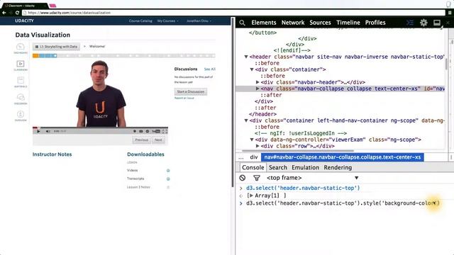 D3 Chain Syntax and Changing the Navbar - Data Visualization and D3.js смотреть онлайн