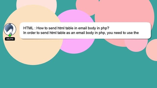 HTML : How to send html table in email body in php? смотреть онлайн