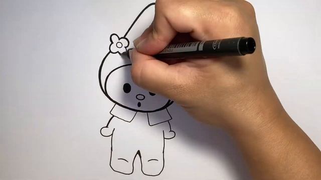 How To Draw My Melody Easy | My Melody Drawing #funkeepart #draw #tobiart #coloringpage