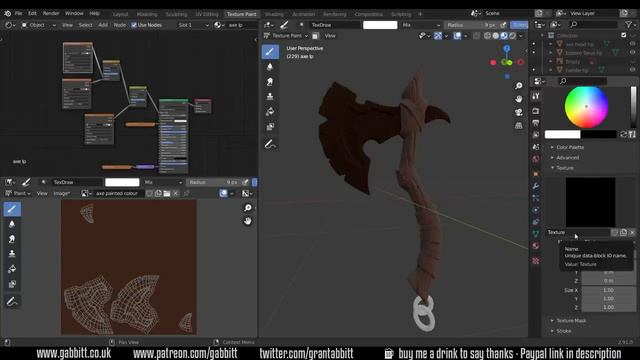 Axe - Detailed Game Objects - p22 - Texture Painting PBR смотреть онлайн