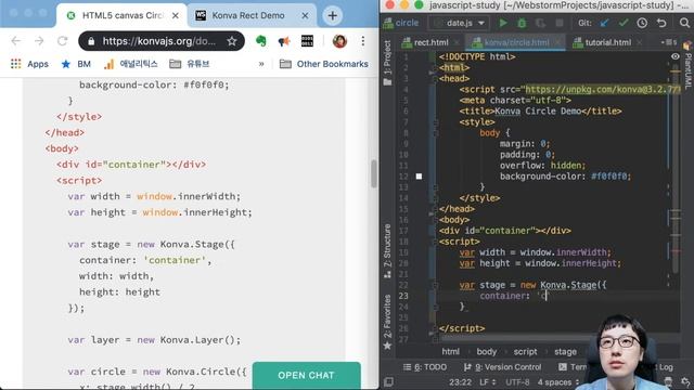 Konva.js Tutorial 5. Circle 동그라미 그리기 смотреть онлайн