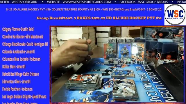 Group Break#3647- 5 BOXES 2021-22 UD ALLURE HOCKEY PYT #51+ GOLDEN TREASURE BOUNTY AT $100 смотреть онлайн